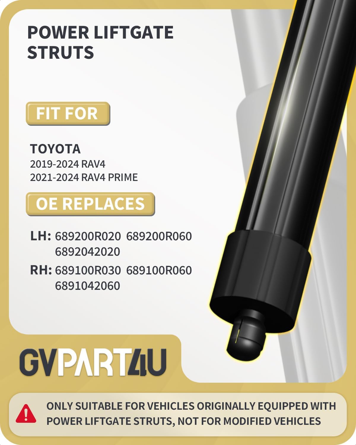 Power Liftgate Struts Fit for Toyota RAV4 Prime 2019-2025, 2Pcs | OE 68910-42060 68920-42020, Rear Electric Trunk Shock Actuator, Tailgate Lift Support, For 2019 2020 2021 2022 2023 2024 2025