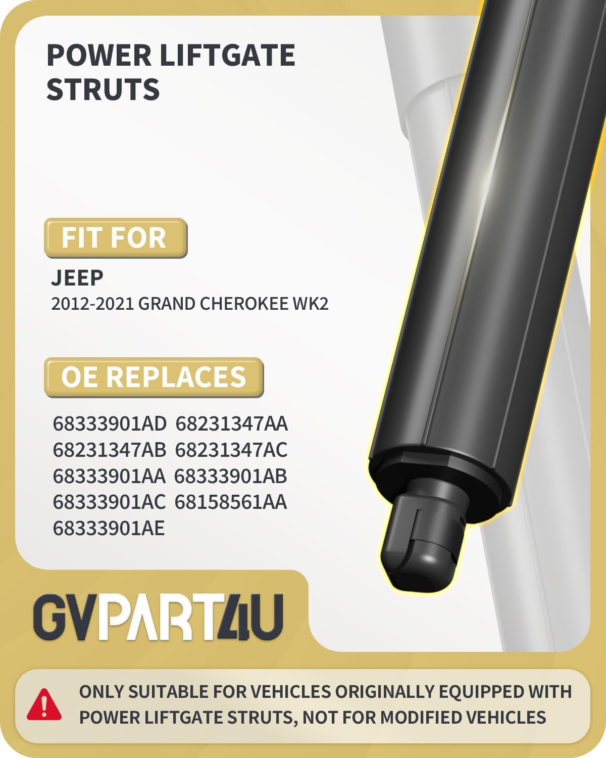 Power Rear Liftgate Struts Fit for Jeep Grand Cherokee WK2 2012-2021 Tailgate Electric Hatch Lift Actuator Trunk Shock Support OEM# 68231347AA, 68333901AD, Left, 1Pc