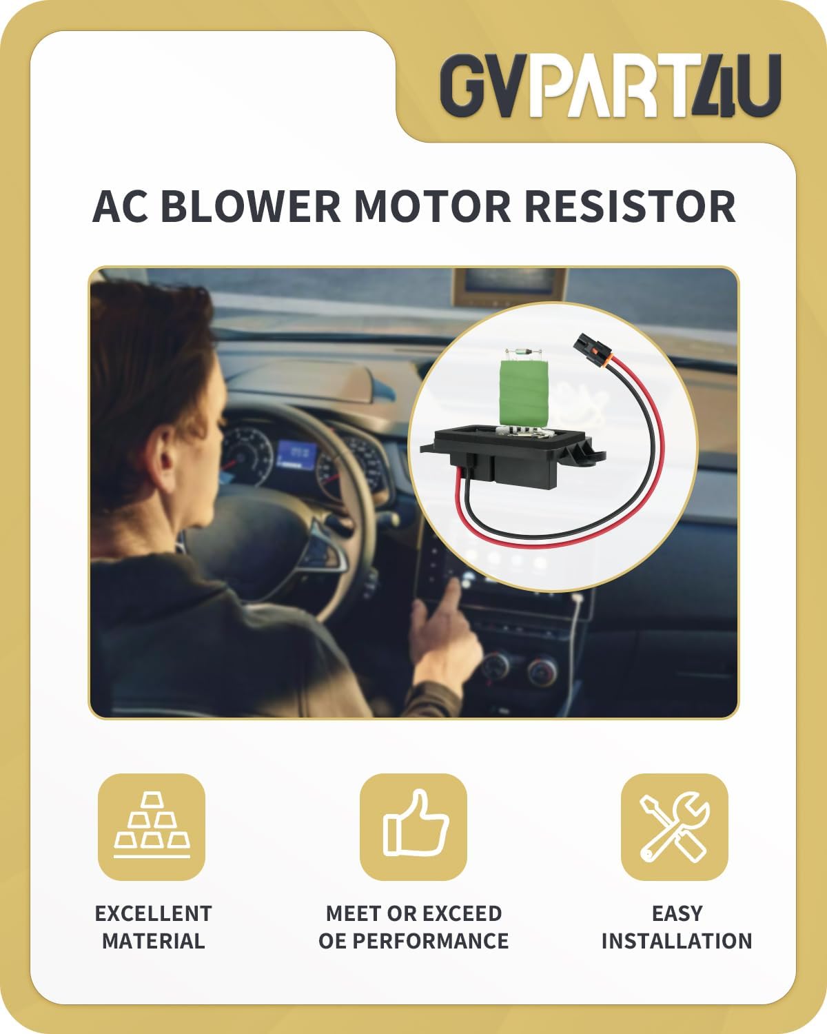 Blower Motor Resistor 89019088 2003 2004 2005 2006 for Chevy Chevrolet Avalanche Silverado 1500 2500 Suburban Tahoe, for GMC Sierra Yukon, Blower Resistor 1581086 with Manual AC Control