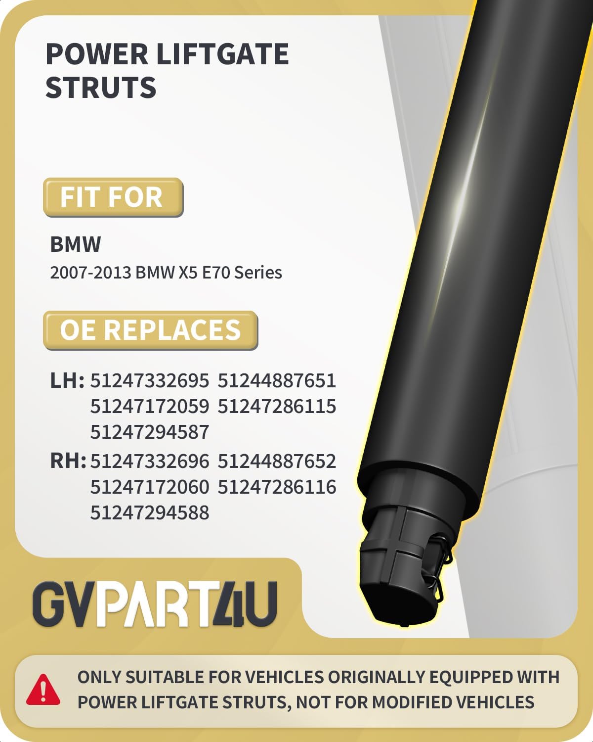 Power Rear Liftgate Struts Fit for BMW X5 2007-2013 Tailgate Electric Hatch Lift Actuator Trunk Shock Support OEM# 51247332695 51247332696, Left & Right, 2Pcs