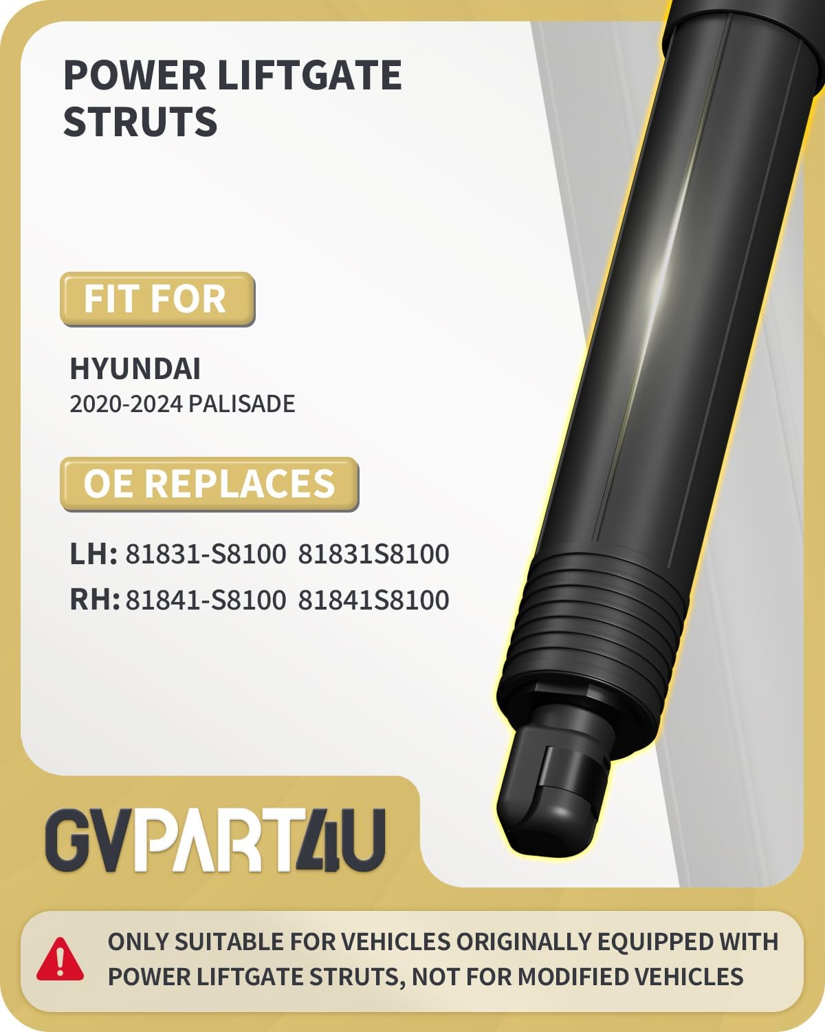 Power Rear Liftgate Struts Fit for Hyundai Palisade 2020-2024 Tailgate Electric Hatch Lift Actuator Trunk Shock Support OEM# 81831S8100, 81841S8100, Left & Right, 2Pcs