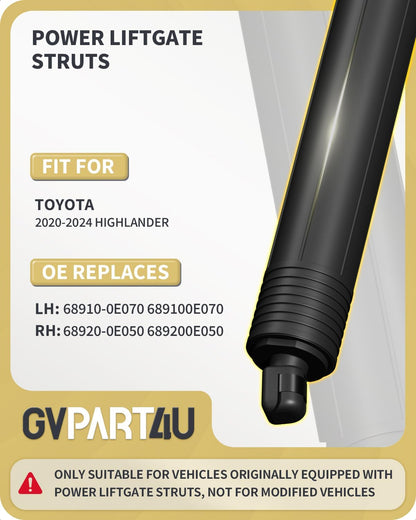 Power Rear Liftgate Struts Fit for Toyota Highlander 2020-2024 Tailgate Electric Hatch Lift Actuator Trunk Shock Support OEM# 689200E050 689100E070, Left & Right, 2Pcs