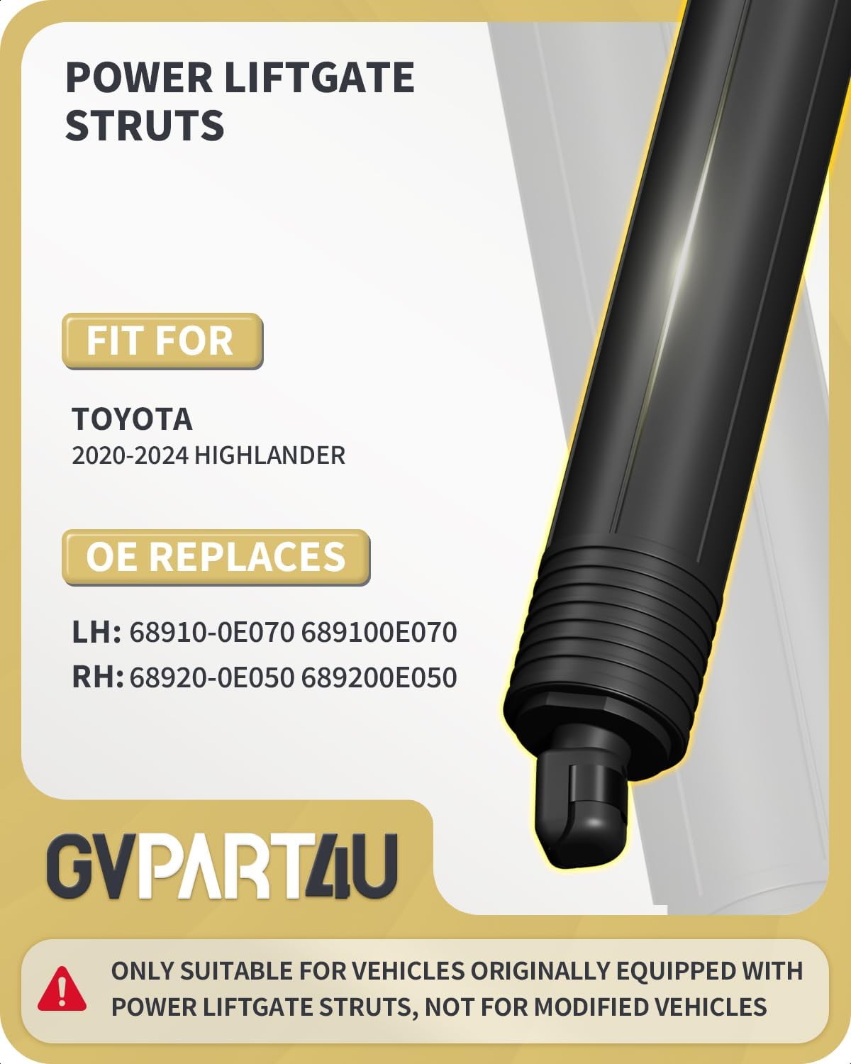 Power Liftgate Struts Fit for Toyota Highlander 2020-2024 Rear Tailgate Electric Hatch Lift Actuator Shock Support Replacement 689200E050 689100E070, Left&Right, 2Pcs