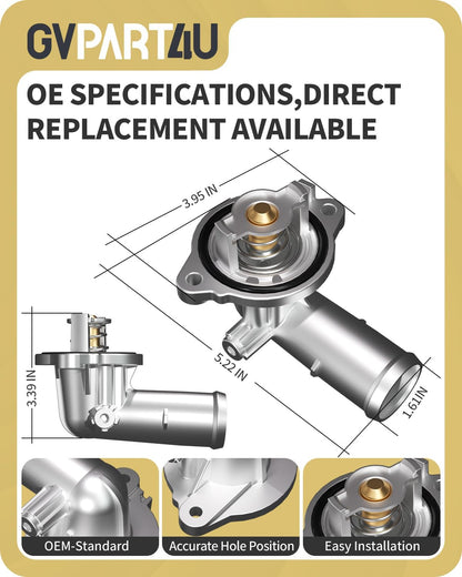 Thermostat Housing Assembly Fit for Jeep Dodge, OEM 5184651AF | 3.6L Aluminum Engine Coolant Thermostat for Grand Cherokee 2011-2015, Wrangler JK 2012-2018, Durango 2011-2015, OE 902-852
