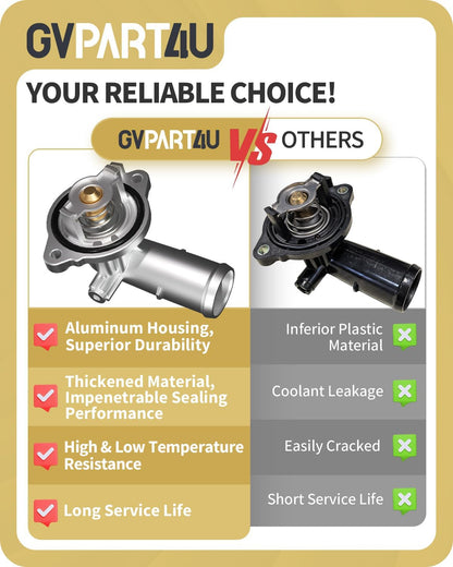 Thermostat Housing Assembly Fit for Jeep Dodge, OEM 5184651AF | 3.6L Aluminum Engine Coolant Thermostat for Grand Cherokee 2011-2015, Wrangler JK 2012-2018, Durango 2011-2015, OE 902-852