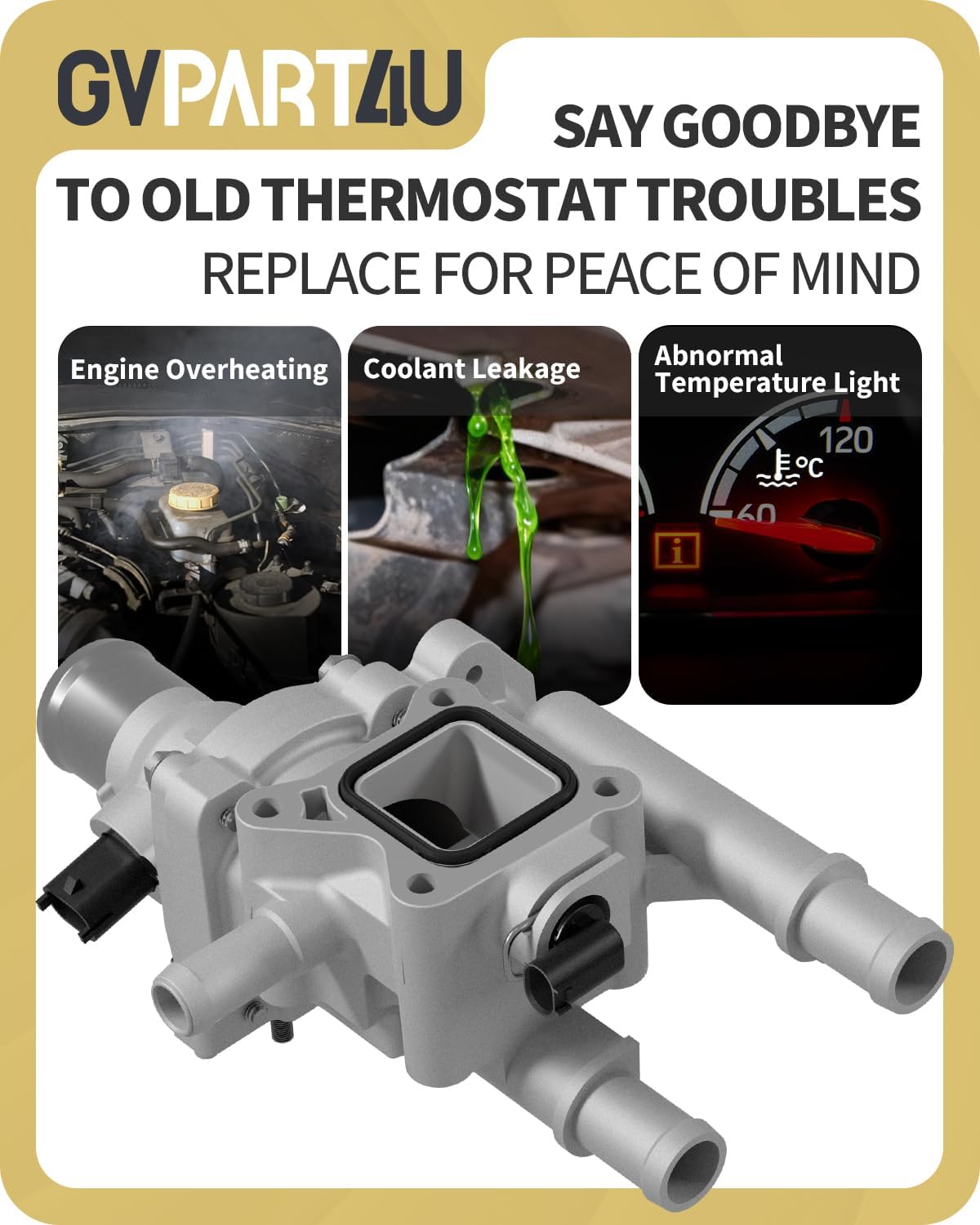 Upgraded Aluminum Engine Coolant Thermostat Housing Assembly with Gasket & Sensor -Fit for Chevrolet Cruze 2011-2016, Sonic 2012-2018, Trax 2013-2020, 1.6L &1.8L, Replace 25199824 25192228