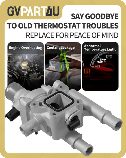 Upgraded Aluminum Engine Coolant Thermostat Housing Assembly with Gasket & Sensor -Fit for Chevrolet Cruze 2011-2016, Sonic 2012-2018, Trax 2013-2020, 1.6L &1.8L, Replace 25199824 25192228